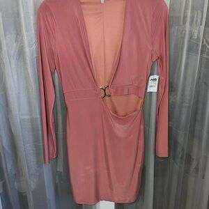 Elegant Pink Long Sleeve Dress